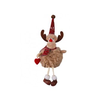   Karácsonyi dekoráció (barna rénszarvas szívvel, csengős sapkában)