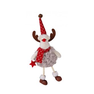   Karácsonyi dekoráció (szürke rénszarvas csillaggal, csengős sapkában)