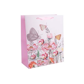   Ajándéktasak - közepes (rózsaszín virágok pillangókkal)