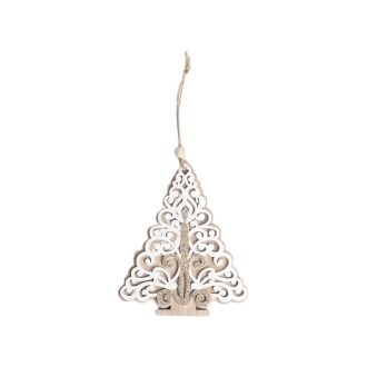 Karácsonyfadísz, natúr- aranyozott, fehér mintával