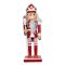 Diótörő 26 cm-es, fehér-piros ruhában, fehér jogarral a kezében