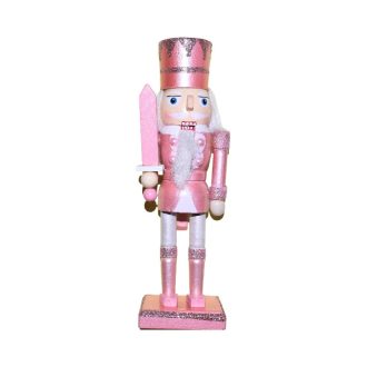   Diótörő 20 cm-es, rózsaszín ruhában és kalapban, rózsaszín karddal