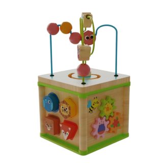   5 játék egyben - dzsungel témájú készségfejlesztő fa játékkocka