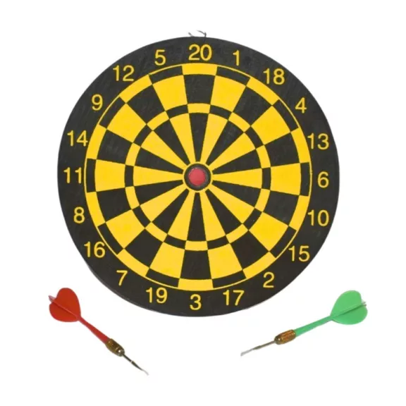 Darts tábla 23cm, kétoldalú - 2db fémhegyű nyíllal Darts tábla 23cm, kétoldalú - 2db fémhegyű nyíllal