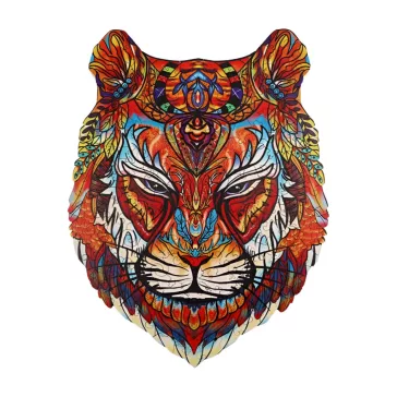 Fa puzzle, színes A5 méretű (tigris)
