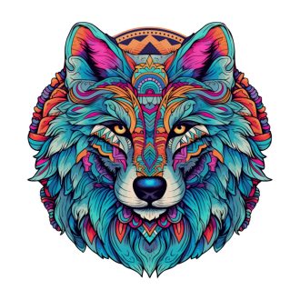 Fa puzzle, színes A4 méretű (farkas)