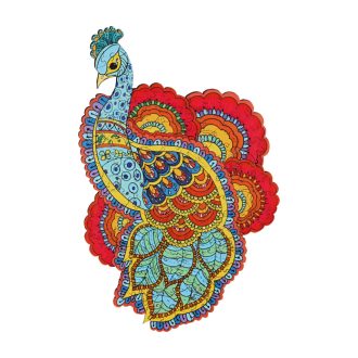 Fa puzzle, színes A4 méretű (páva)