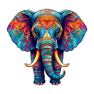 Fa puzzle, színes A5 méretű (elefánt)