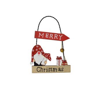   Ajtódísz orrtörp kezében gombával és merry Christmas felirat