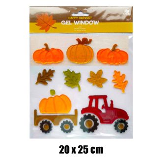 Zselés ablakdísz (piros traktor sütőtökkel)