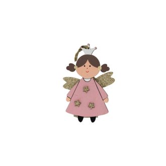   Dekorációs figura (rózsaszín angyal 3 csillaggal a ruháján)