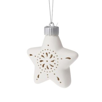   Karácsonyfadísz világítós porcelán csillag - gömbdísz