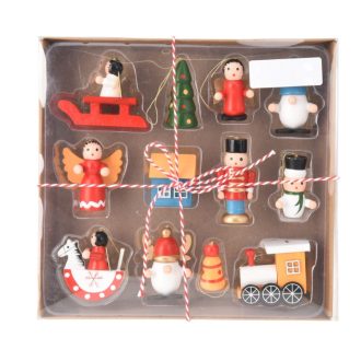   Karácsonyfadísz 12 db-os szett - vonat, díótörő, angyalka