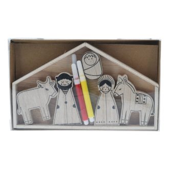 Színezhető jászol - 4 db filccel - ökrös (Betlehem)