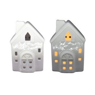   Karácsonyi dekoráció porcelán ház LED világítással (ház)