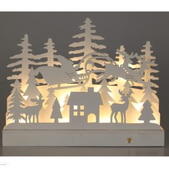   Asztaldísz, fenyves LED világítással (szarvas, mikulás szán)