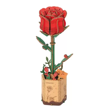 Rowood 3D fa puzzle virág - Rózsa (vörös)