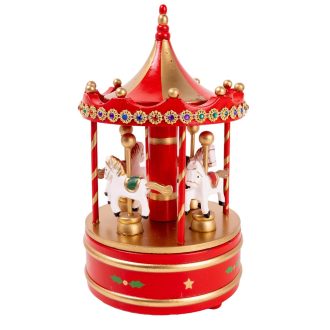 Karácsonyi dekoráció - Zenélő körhinta (piros)