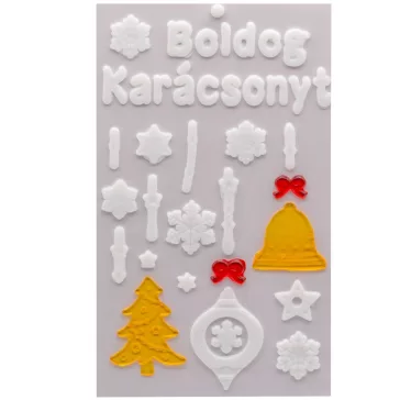Zselés ablakdísz (Boldog Karácsonyt fehér felírat)