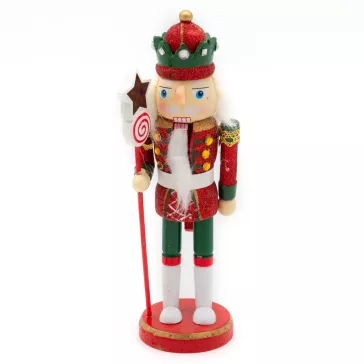   Diótörő (csillámos piros-fehér-zöld, nyalókás jogarral, 20 cm)