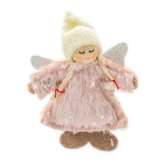   Karácsonyi dekoráció (rózsaszín, plüss angyal sapkában)
