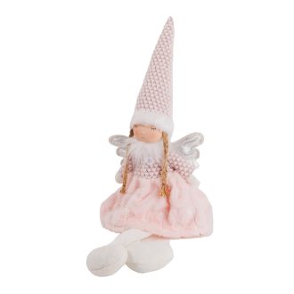 Karácsonyi dekoráció (ülő rózsaszín angyal)