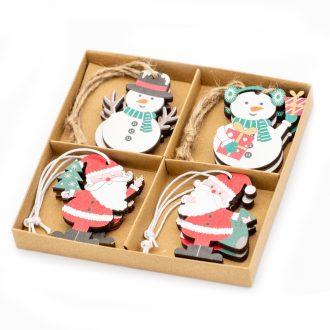 Karácsonyfadísz 8 db-os (hóember, Mikulás)