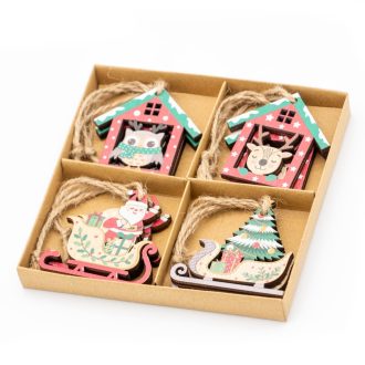 Karácsonyfadísz 8 db-os (bagoly, rénszarvas, szán)