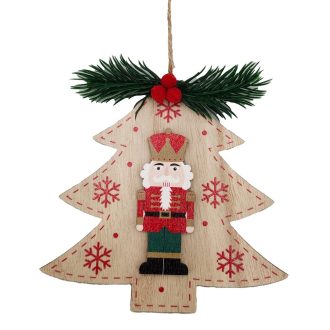 Karácsonyi ajtódísz - fenyő (fenyőág, diótörő)