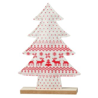 Asztaldísz - norvégmintás fenyő (fehér)