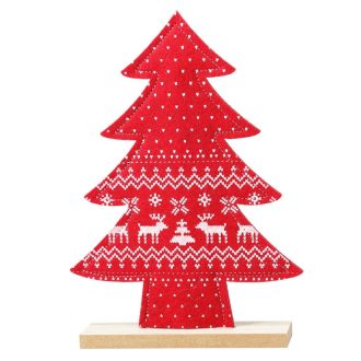 Asztaldísz - norvégmintás fenyő (piros)