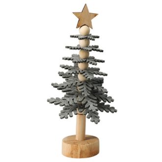 Asztaldísz filc fenyő golyós (sötétszürke)