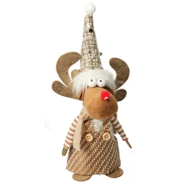 Dekorációs figura - Rénszarvas babzsák (barna ruhában)
