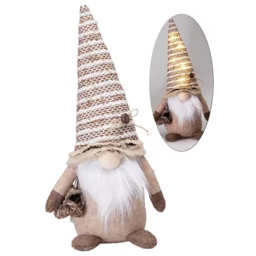   Dekorációs figura LED-es - Orrtörp babzsák (barna sapkás)