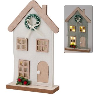 Asztaldísz - Fehér házikó világítással (filc)