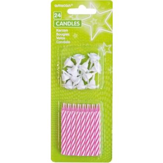 Pink spirál tortagyertya, gyertya szett 24 db-os