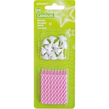 Színes Pink spirál tortagyertya, gyertya szett 24 db-os