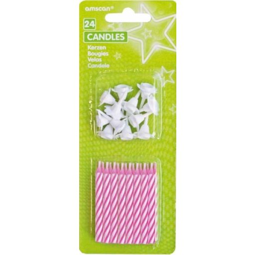 Pink spirál tortagyertya, gyertya szett 24 db-os