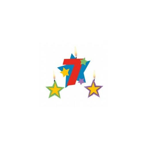 Színes Star 7-es számgyertya csillagokkal