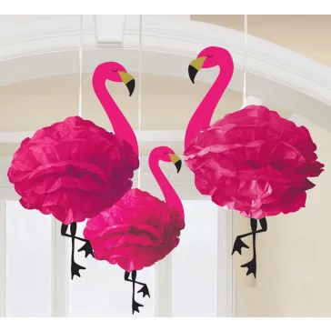 Flamingó Pink függő dekoráció 3 db-os