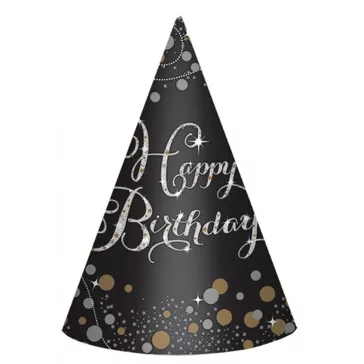 Happy Birthday Gold parti kalap, csákó 6 db-os