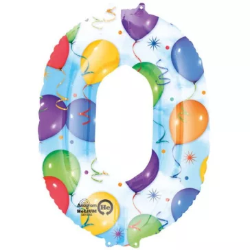 Óriás Balloons 0-ás szám Fólia lufi 88x63 cm