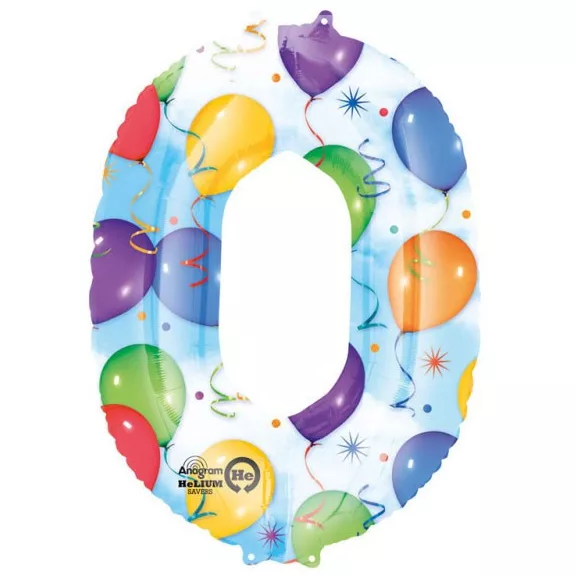 Óriás Balloons 0-ás szám Fólia lufi 88x63 cm Óriás Balloons 0-ás szám Fólia lufi 88x63 cm