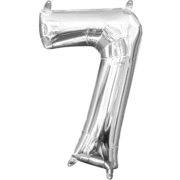 Ezüst Silver mini szám fólia lufi 7-es 40 cm