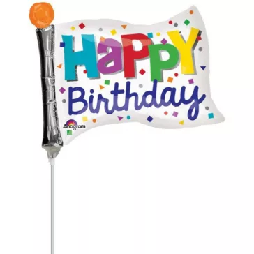 Happy Birthday Dots zászló mini fólia lufi 25 cm (WP)
