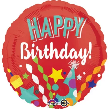 Happy Birthday Red fólia lufi 43 cm