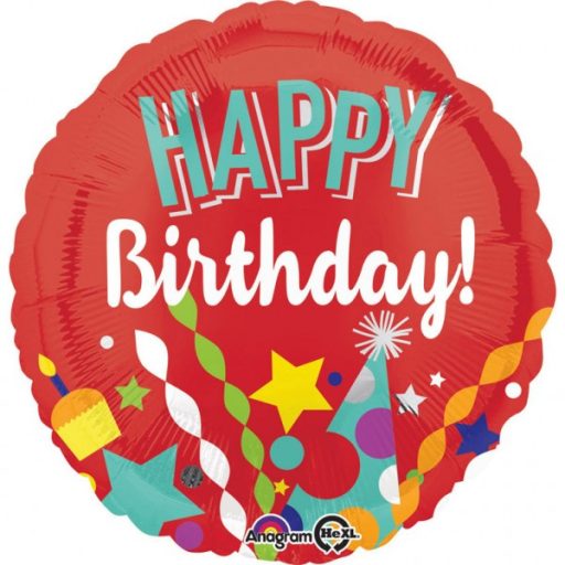Happy Birthday Red fólia lufi 43 cm