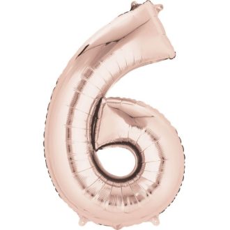 Színes Rose Gold óriás szám fólia lufi 6-os 86x55 cm