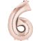 Színes Rose Gold óriás szám fólia lufi 6-os 86x55 cm