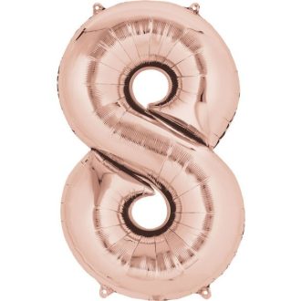 Színes Rose Gold óriás szám fólia lufi 8-as 86x53 cm